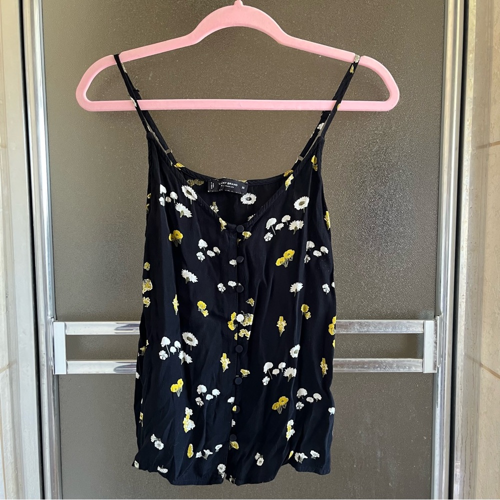 LUCKY BRAND BLACK FLORAL TANK TOP